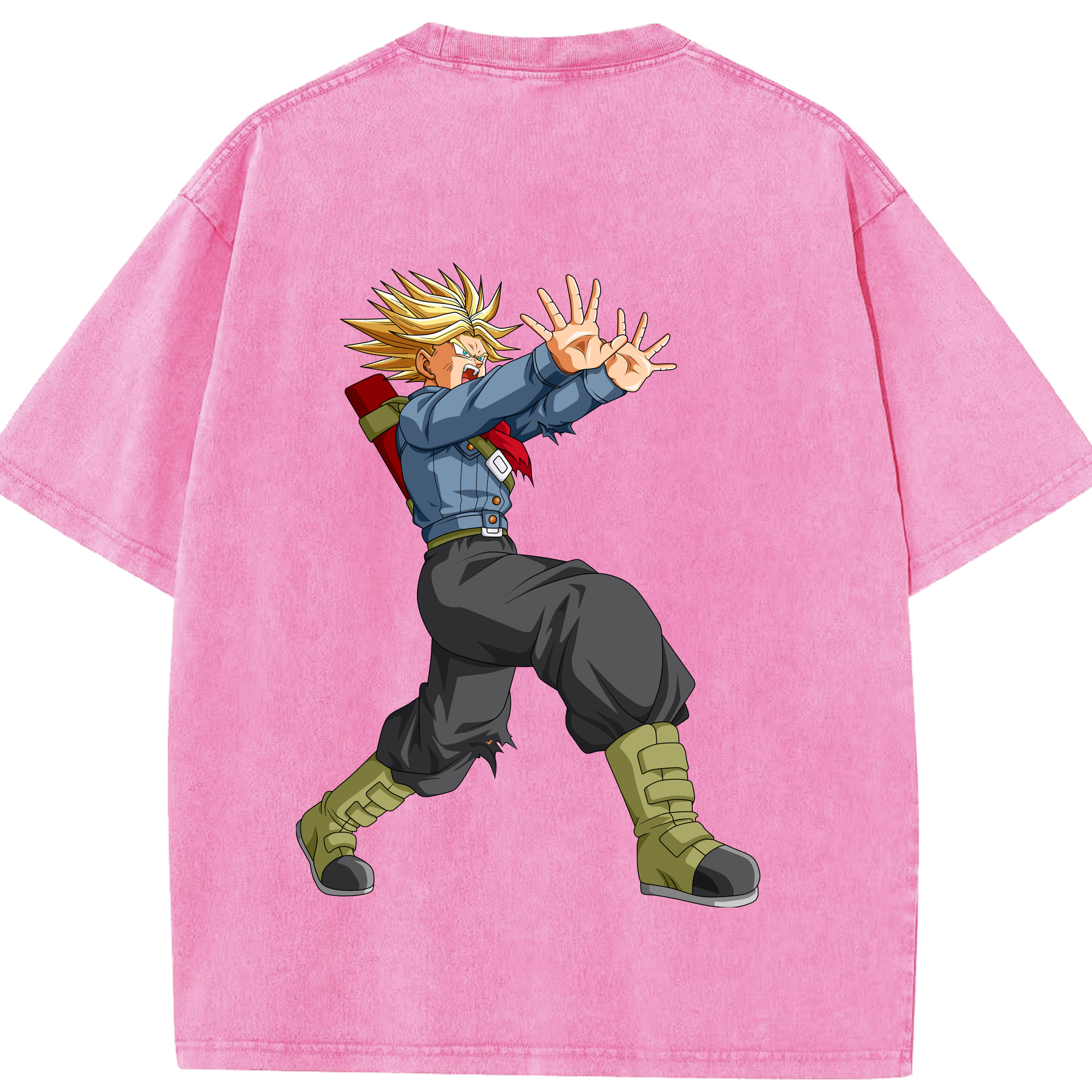 （画像用） ドラゴンボール トランクス（Torankusu）DRAGON BALL Trunks 綿100% ヴィンテージ風 半袖Tシャツ（背面プリント）